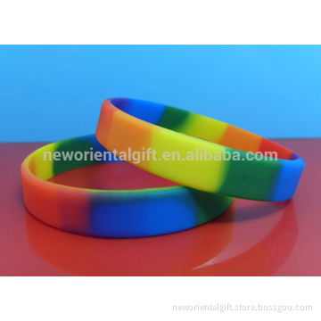 Cheapest Rainbow silicone bracelets , rainbow color rubber wristbands